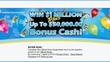 PCH 1 Million Dollar Sweepstakes Plus up to $50,000 Bonus Cash